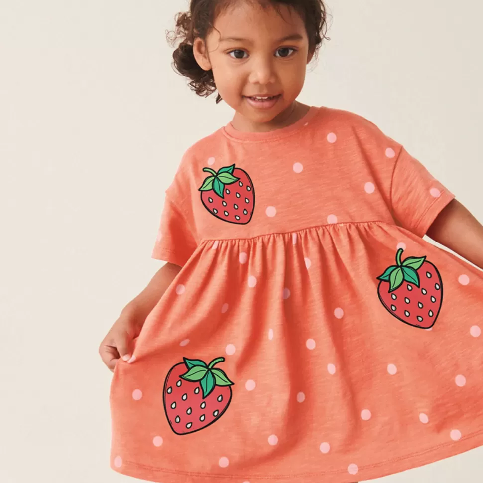 Outlet Origami Doll Strawberry polkadot kids Dress