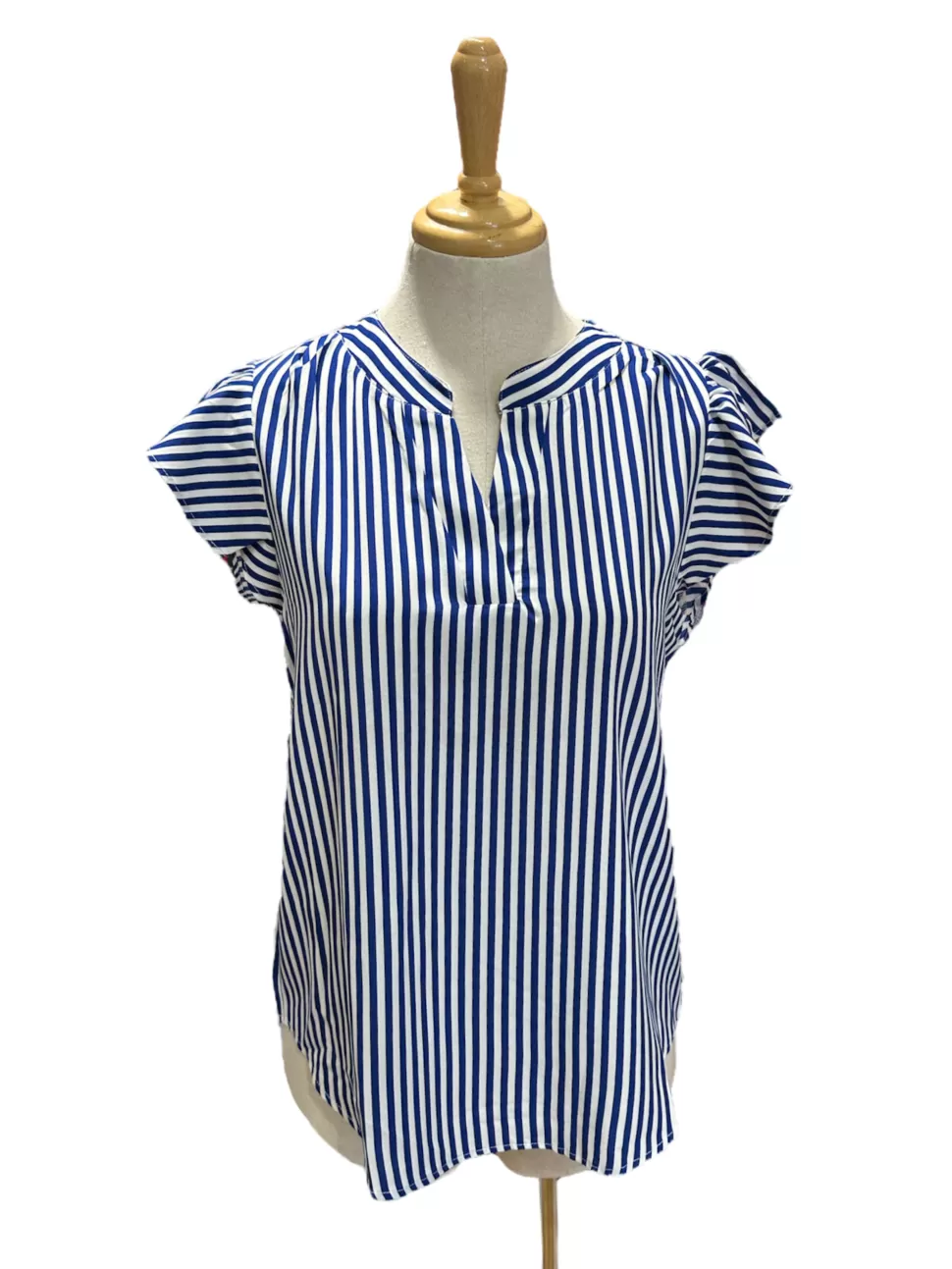 Store Origami Doll Striped Notch Neck Top (CLEARANCE SALE)