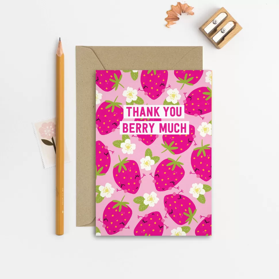 Hot Origami Doll Thank You Berry Much Card | Thank You Card