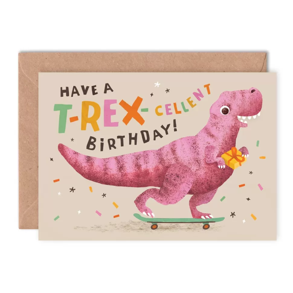 Best Origami Doll T-Rex-cellent Birthday Card