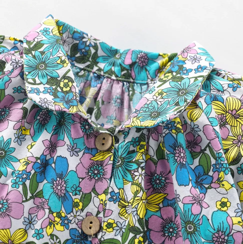 Online Origami Doll Vintage floral shirt girl dress