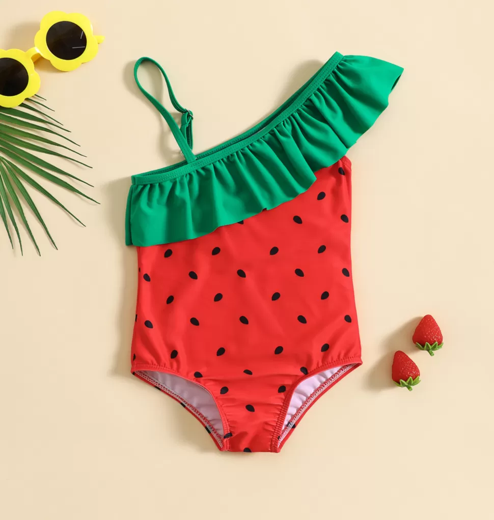 Flash Sale Origami Doll Watermelon print kids swimsuit