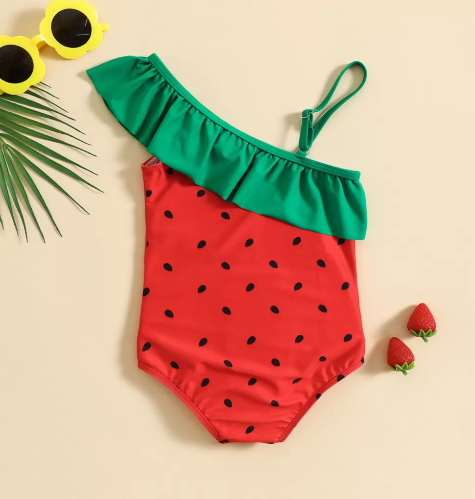 Flash Sale Origami Doll Watermelon print kids swimsuit