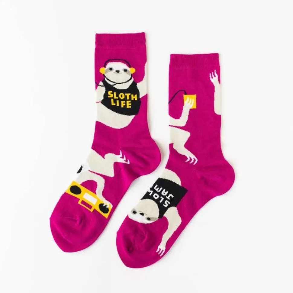 Flash Sale Origami Doll Yellow Owl Workshop Women's - Sloth Life Crew Socks